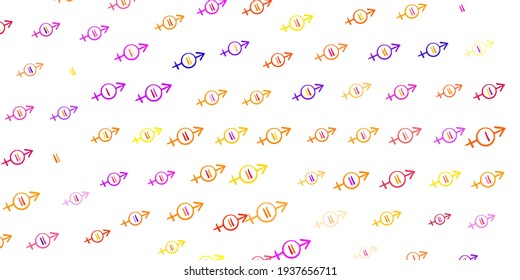 Light Pink, Yellow vector texture with women rights symbols. Simple design in abstract style with women rights activism. Background for International Women Day.