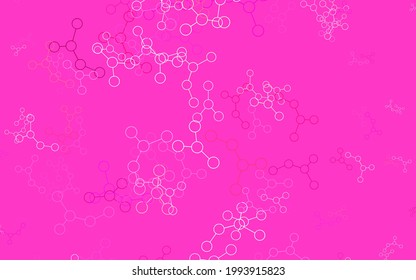 Light Pink, Yellow vector texture with artificial intelligence concept. Abstract illustration with links and dots of AI. Design for depiction of cyber innovations.
