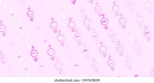 Light Pink, Yellow vector texture with women rights symbols. Colorful illustration with gradient feminism shapes. Background for International Women Day.