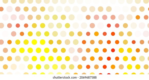 Textura vectorial amarilla rosa claro con discos. Ilustración con un conjunto de esferas abstractas coloridas y brillantes. Patrón para anuncios comerciales.