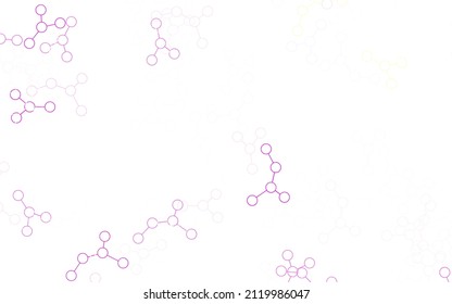 Light Pink, Yellow vector texture with artificial intelligence concept. Abstract illustration with links and dots of AI. Pattern for science, futuristic designs.