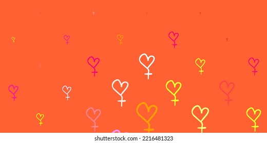 Light Pink, Yellow vector texture with women rights symbols. Abstract illustration with a depiction of women power. Best design to show the power of women.