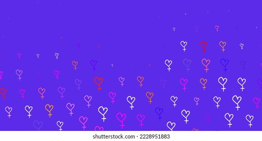 Light Pink, Yellow vector texture with women rights symbols. Colorful illustration with gradient feminism shapes. Best design to show the power of women.