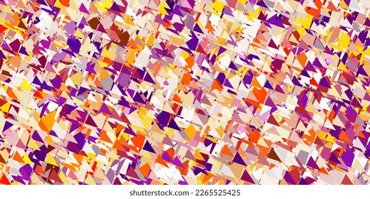 Textura vectorial amarilla rosa claro con triángulos aleatorios. Magnífica ilustración abstracta con formas triangulares, formas. Material de las páginas de aterrizaje.