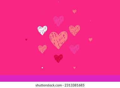 Light Pink, Yellow vector texture with lovely hearts. Decorative design with hearts in simple style . Pattern for marriage gifts, congratulations.