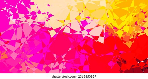 Textura vectorial amarilla rosa claro con triángulos aleatorios. Magnífica ilustración abstracta con formas triangulares, formas. Material de las páginas de aterrizaje.