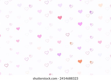Light Pink, Yellow vector texture with lovely hearts. Glitter abstract illustration with colorful hearts in romantic style. Design for ad, poster, banner of Valentine Day.