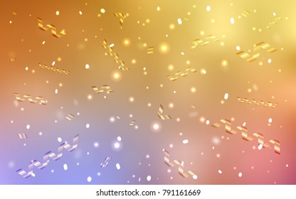 Light Pink, Yellow vector texture with birthday confetti. Decorative shining illustration with ribbons on abstract template. The pattern can be used for carnival, festival leaflets.