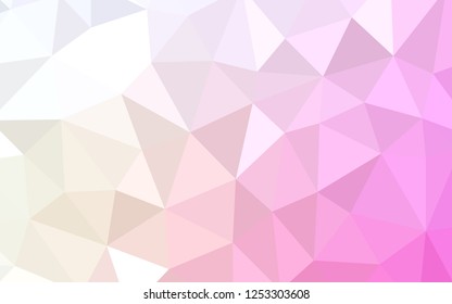 Light Pink, Yellow vector triangle mosaic template. Triangular geometric sample with gradient.  Brand new style for your business design.