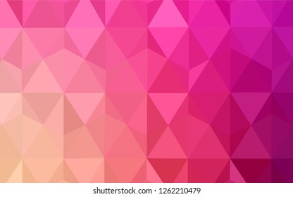 Light Pink, Yellow vector triangle mosaic template. Triangular geometric sample with gradient.  Triangular pattern for your design.