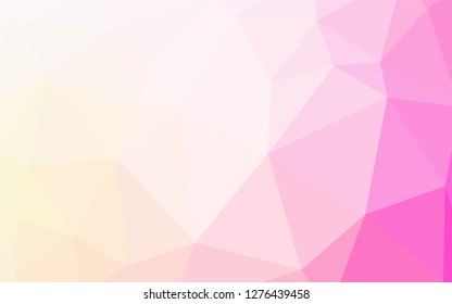 Light Pink, Yellow vector triangle mosaic texture. Elegant bright polygonal illustration with gradient. New template for your brand book.