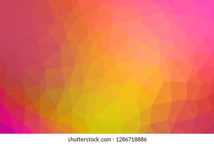 Light Pink, Yellow vector triangle mosaic texture. Shining illustration, which consist of triangles. Template for your brand book.