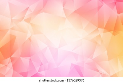 Light Pink, Yellow vector triangle mosaic background. Creative illustration in halftone style with triangles. Textured pattern for your backgrounds.