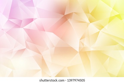 Light Pink, Yellow vector triangle mosaic background. Creative geometric illustration in Origami style with gradient. Best triangular design for your business.