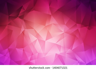 Light Pink, Yellow vector triangle mosaic template. Triangular geometric sample with gradient.  Brand new style for your business design.