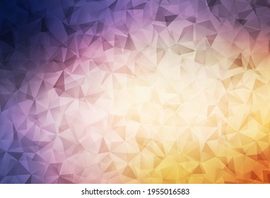 Light Pink, Yellow vector triangle mosaic template. Triangular geometric sample with gradient.  Brand new style for your business design.