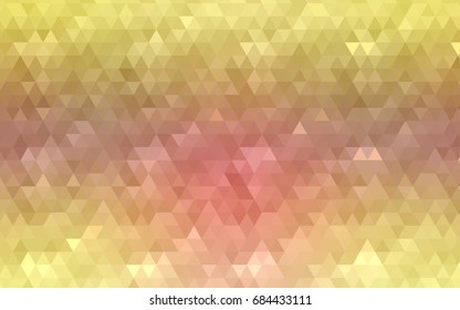 Light Pink, Yellow vector triangle mosaic pattern. Triangular geometric sample with gradient.  A completely new design for your business.