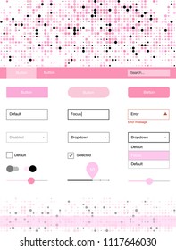 Light Pink, Yellow vector ui kit with dots. Simple Material Design Kit with colorful dots in header. This template you can use for websites.