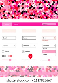 Light Pink, Yellow vector ui ux kit with circles. Modern Style guide with colorful gradient circles in its header. This template you can use for websites.