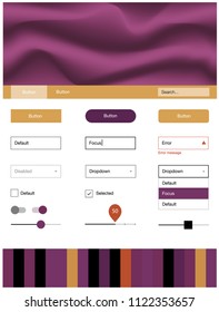 Light Pink, Yellow vector ui ux kit with lines, ovals. Creative illustration in halftone marble style with gradient. Simple colorful design for websites.