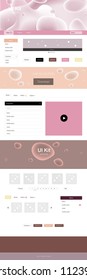 Light Pink, Yellow vector ui ux kit with lines, ovals. Shining curly illustration in marble style with gradient. This template you can use for landing pages.