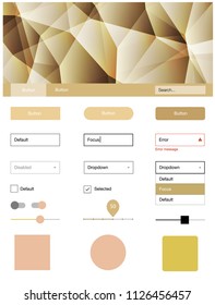 Light Pink, Yellow vector ui ux kit in triangular style. Web ui kit with abstract gradient triangles in its header. This template you can use for websites.