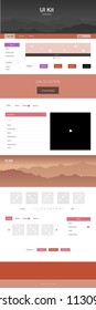 Light Pink, Yellow vector ui ux kit with hills and rocks. Colorful ui/ux kit with header consisted of hills & rocks. Template for landing pages of leisure.