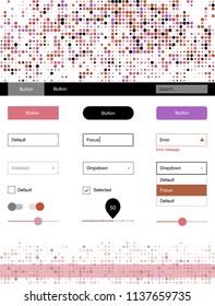 Light Pink, Yellow vector ui ux kit with circles. Simple Material Design Kit with colorful dots in header. Modern template for your landing page.