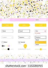 Light Pink, Yellow vector ui kit with dots. Web ui kit with abstract gradient circles in its header. Simple colorful design for websites.