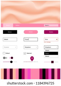 Light Pink, Yellow vector ui kit with bubble shapes. Shining curly illustration in marble style with gradient. Simple colorful design for websites.