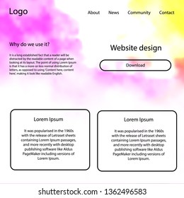 Light Pink, Yellow vector ui ux kit with space stars. Simple Material Design Kit with colorful clouds in header. Modern template for your landing page.