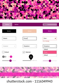 Light Pink, Yellow vector web ui kit with spheres. Colorful ui/ux kit with header consisted of spheres. Simple colorful design for websites.