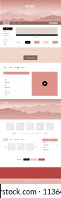 Light Pink, Yellow vector web ui kit with mountains. Colorful ui/ux kit with header consisted of hills & rocks. Template for website of outdoor activities.