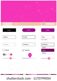 Light Pink, Yellow vector web ui kit in polygonal style with circles. Web ui kit with abstract triangles, circles in its header. This template you can use for websites.
