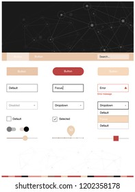 Light Pink, Yellow vector web ui kit in polygonal style with circles. Web ui kit with abstract triangles, circles in its header. Simple colorful design for websites.