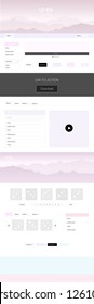 Light Pink, Yellow vector web ui kit with mountains. Modern Style guide with colorful gradient mountains in its header. This sample is for your tourist website.