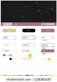 Light Pink, Yellow vector wireframe kit with crystals, circles. Ui kit design in abstract style with colorful crystals, circles. Simple colorful design for websites.