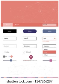 Light Pink, Yellow vector wireframe kit with crystals, circles. Style guide with triangles, circles on abstract background. Modern template for your landing page.