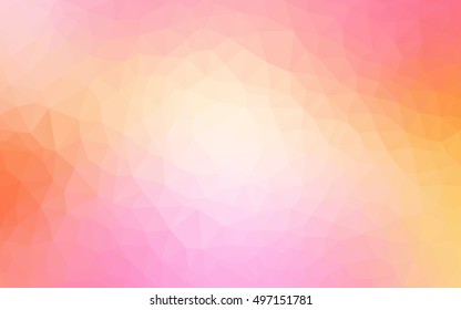 Light pink-yellow blurry triangle template. Creative geometric illustration in Origami style with gradient. The template can be used as a background for cell phones.