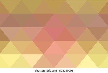 Light pink-yellow low poly template. Shining illustration, which consist of triangles. Triangular pattern for your business design.