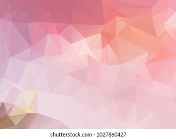 Light pink-yellow polygonal illustration, which consist of triangles. Triangular design for your business. Geometric background in Origami style with gradient.