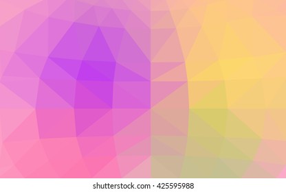 Light pink-yellow polygonal illustration, which consist of triangles. Triangular design for your business. Geometric background in Origami style with gradient.