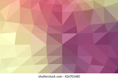 Light pink-yellow polygonal illustration, which consist of triangles. Triangular design for your business. Geometric background in Origami style with gradient.