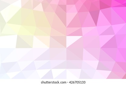 Light pink-yellow polygonal illustration, which consist of triangles. Triangular design for your business. Geometric background in Origami style with gradient.