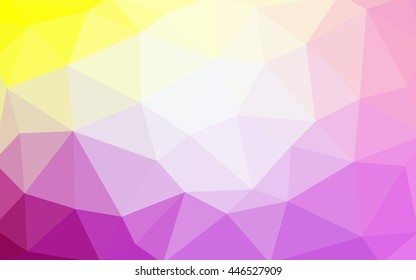 Light pink-yellow polygonal illustration, which consist of triangles. Triangular design for your business. Geometric background in Origami style with gradient.