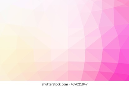 Light pink-yellow polygonal illustration, which consist of triangles. Triangular design for your business. Geometric background in Origami style with gradient.