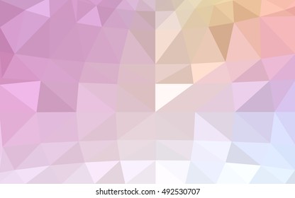 Light pink-yellow polygonal illustration, which consist of triangles. Triangular design for your business. Geometric background in Origami style with gradient.