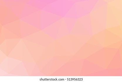 Light pink-yellow polygonal illustration, which consist of triangles. Triangular design for your business. Geometric background in Origami style with gradient.