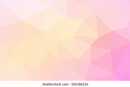 Light pink-yellow polygonal illustration, which consist of triangles. Triangular design for your business. Geometric background in Origami style with gradient.