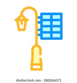 light pole with solar panel line icon vector. light pole with solar panel color sign. isolated symbol illustration